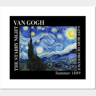 Van Gogh - The Starry Night Stylized with text Full print T-Shirt Posters and Art